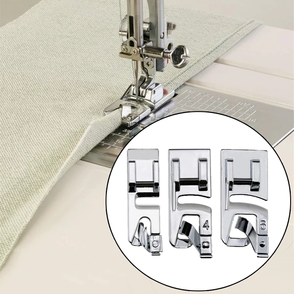 3mm 4mm 6mm Narrow Rolled Presser Foot Set for Sewing Machine Singer Brother Babylock Euro Pro Janome
