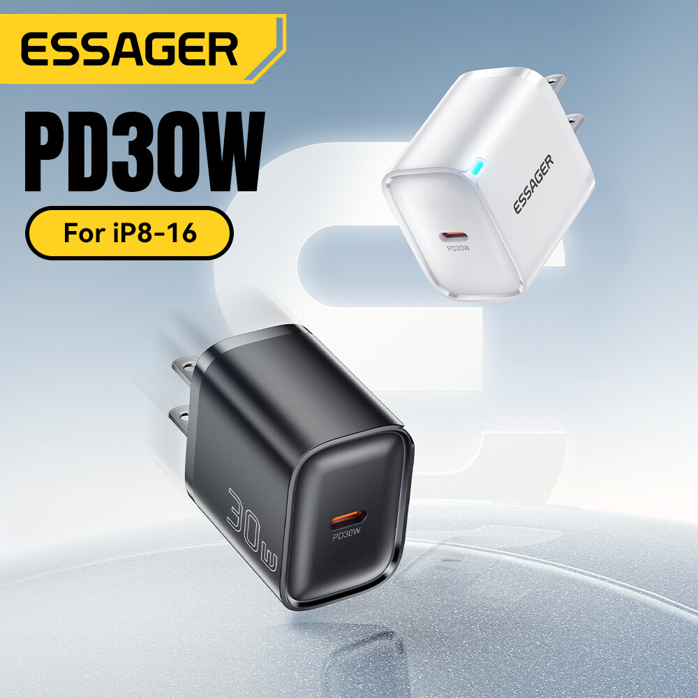 Essager pd30w Loại C Bộ sạc sạc nhanh PD/QC 3.0 sạc nhanh sạc du lịch cho iphone16 15 14-6 Samsung Huawei Xiaomi iPad AirPods máy tính bảng Tai nghe Quạt chuyển đổi TYPE-C pd30w sạc nhanh mini sạc du lịch