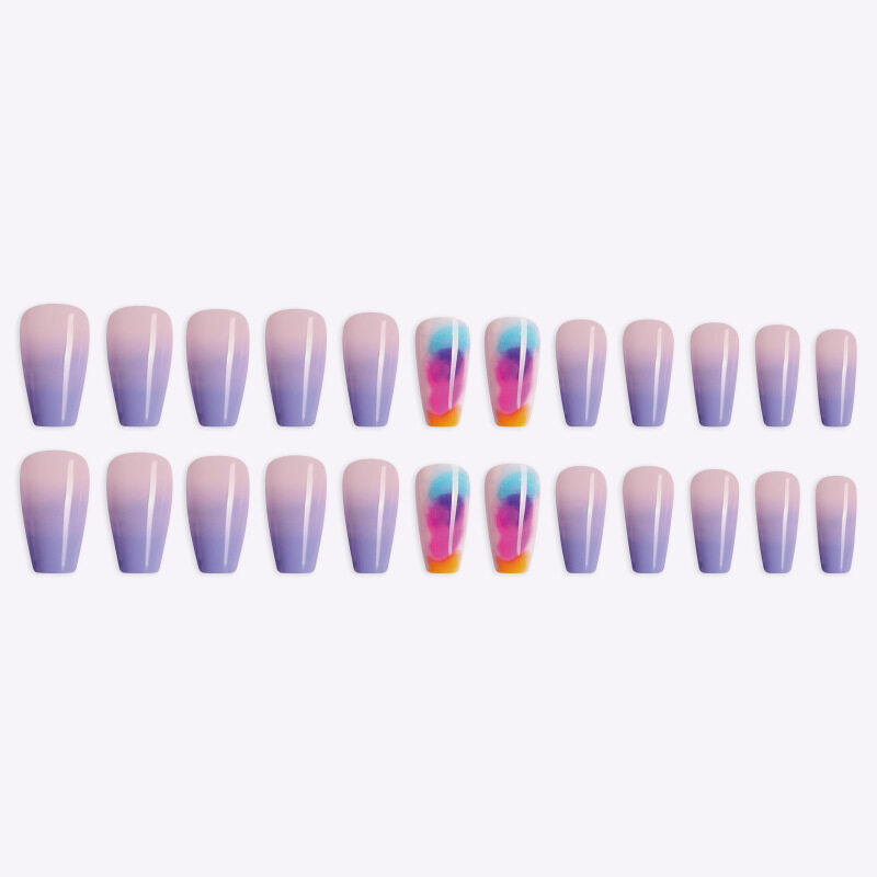 24 Chiếc Quan Tài Giả Dài Ba Lê Màu Tím Chuyển Màu Cầu Vồng Trang Trí Tay Bé Gái Phong Cách Thời Trang Đẹp Đầy Màu Sắc