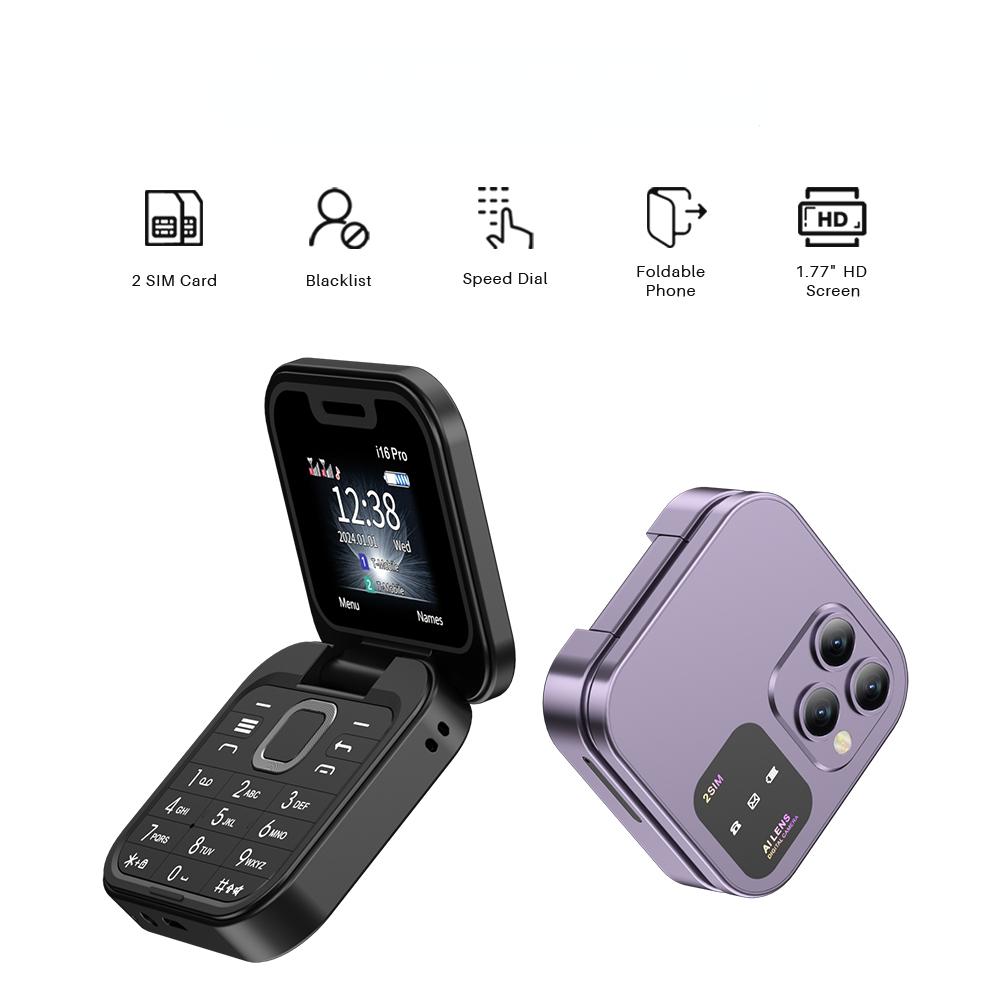 YurKem MIni Fold Mobile Phone 2G GSM Dual SIM Card Speed Dial Video Player Magic Voice 3.5mm Jack FM Small Flip Cellphone ราคา 1,090 บาท*ส่งฟรี