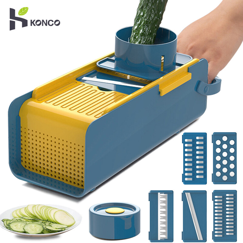 Konco Dụng cụ gọt vỏ Dụng cụ bào đồ nghiền khoai tây máy cắt trái cây dụng cụ thái rau đa năng dụng cụ gọt vỏ cà rốt dụng cụ nhà bếp dụng cụ cắt rau quả 5 trong 1