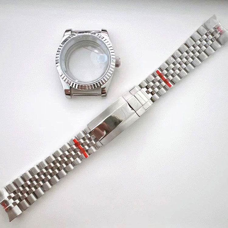 39mm thép không gỉ log kính saphia trường hợp đồng hồ + dây đeo đồng hồ sửa đổi trường hợp đồng hồ dây đeo kit cho nhật bản nh35/nh36 đồng hồ chạy bằng dao động phụ kiện