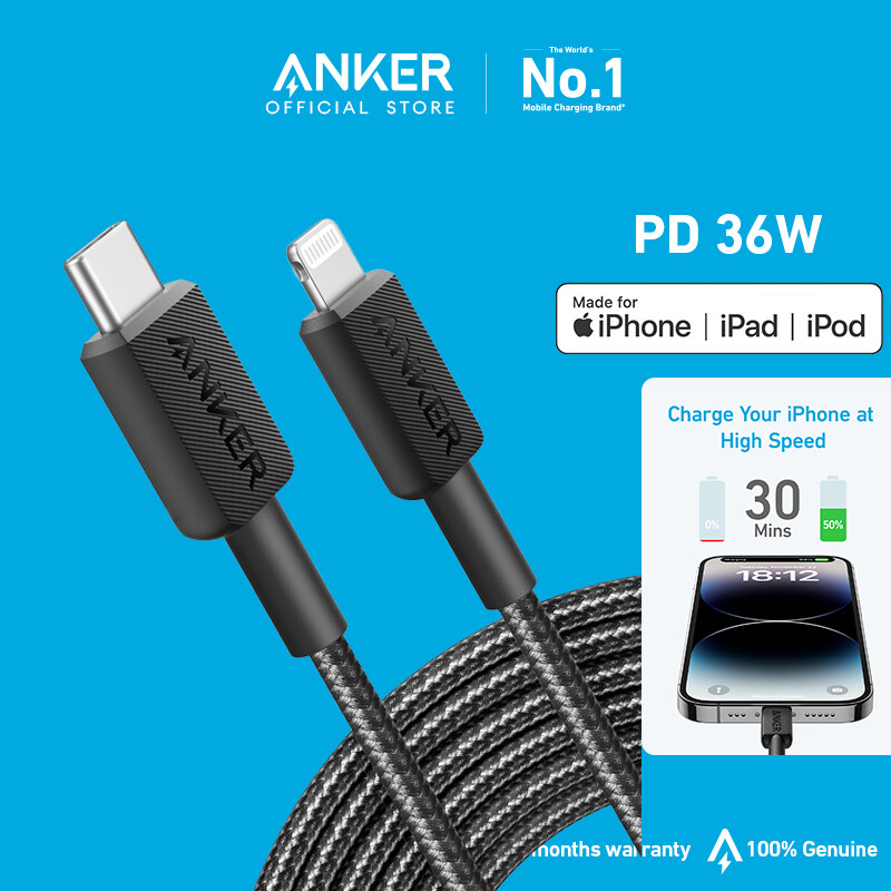 Anker 322 MFI USB-C to Lightning Cable Fast Charging Cable for iPhone 14 Plus 14 14 Pro Max 13 13 Pro iPhone 12 11 XR