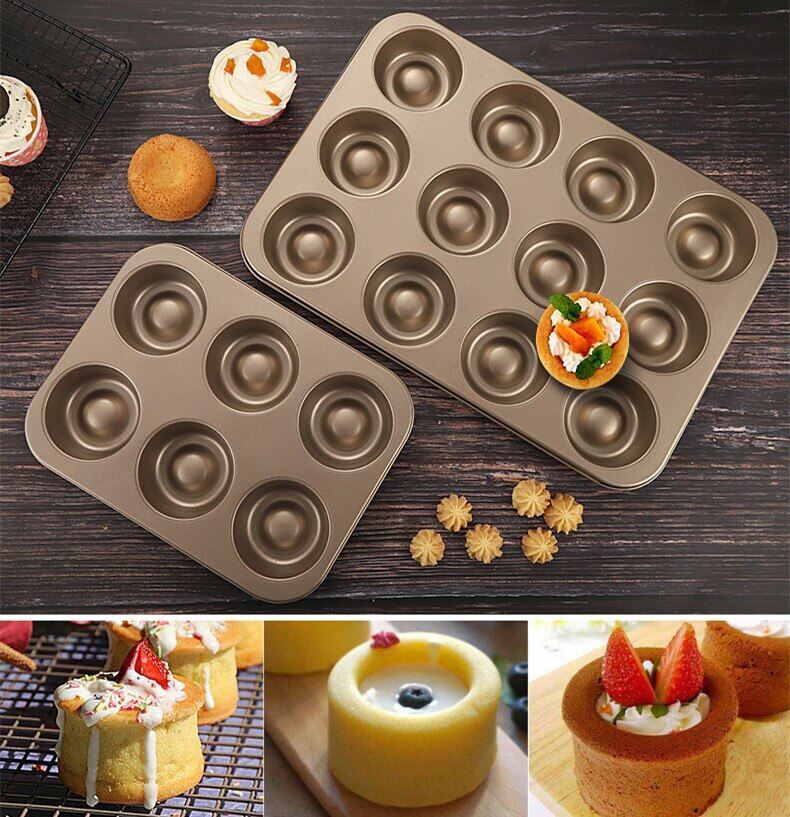 Gambar 6 12 Gride Carbon Steel Cake Mold Cup Shape Nonstick Cake Dish Muffin Pot Cake Tray Chiffon Cake Muffin Cream Mousse Dessert