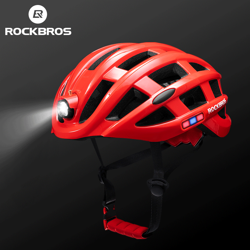 ROCKBROS Cycling Helmet With Tailight Headlight With Light Integrally-molded MTB Road Bike Helmet Safe Men Women 57-62cm