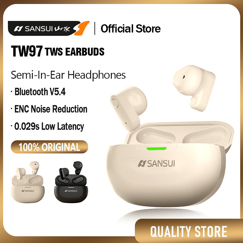 SANSUI W97 Super Mini Semi in Ear Headphones ENC Call Headsets Noise Reduction Sports Games Earbuds Low Latency Earphones ราคา 378 บาท*ส่งฟรี