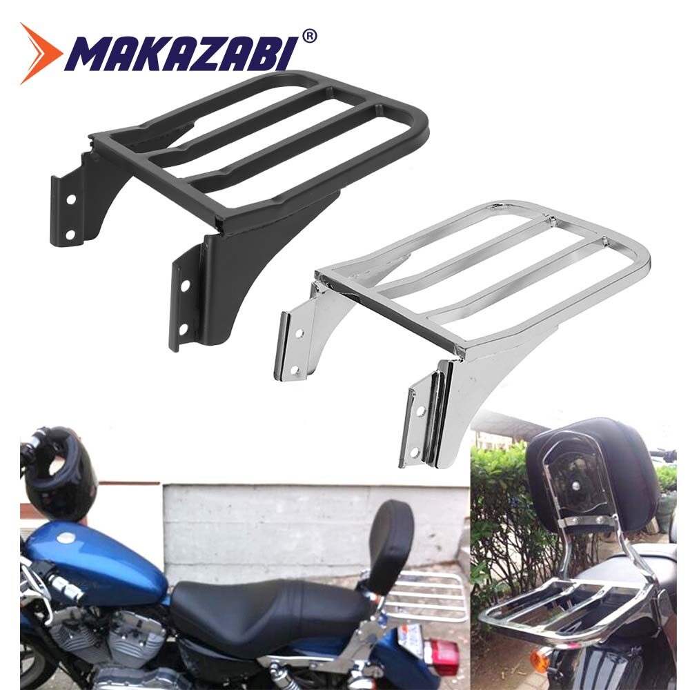 Giá để hành lý tựa lưng dạng thanh màu đen/crôm giá để đồ phía sau cho harley sportster xl1200 xl883 dyna low rider heritage softail