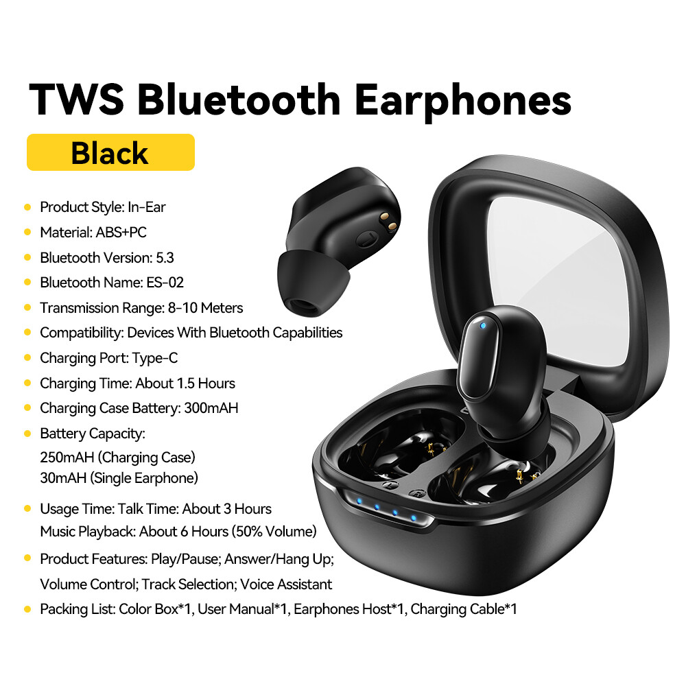 Tai Nghe Essager TWS ES-CD31 Bluetooth 5.3 Không Dây, Đen/Trắng