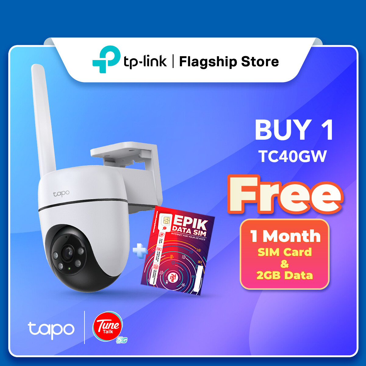 【SIRIM】TP-Link Tapo TC40GW 4G SIM POE 2MP CCTV Outdoor IP66 Pan Tilt Starlight Color WiFi Camera Harga  279 Ringgit*Penghantaran Percuma