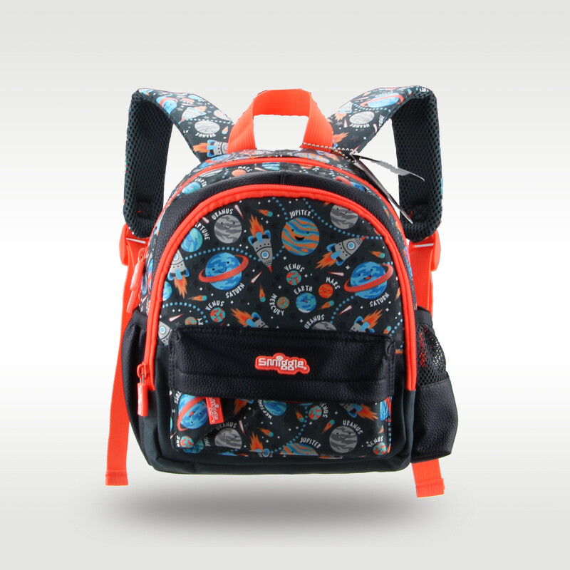 Smiggle cặp sách trẻ em ba lô Hành Tinh đen bé trai dễ thương 11 inch 1-3 tuổi