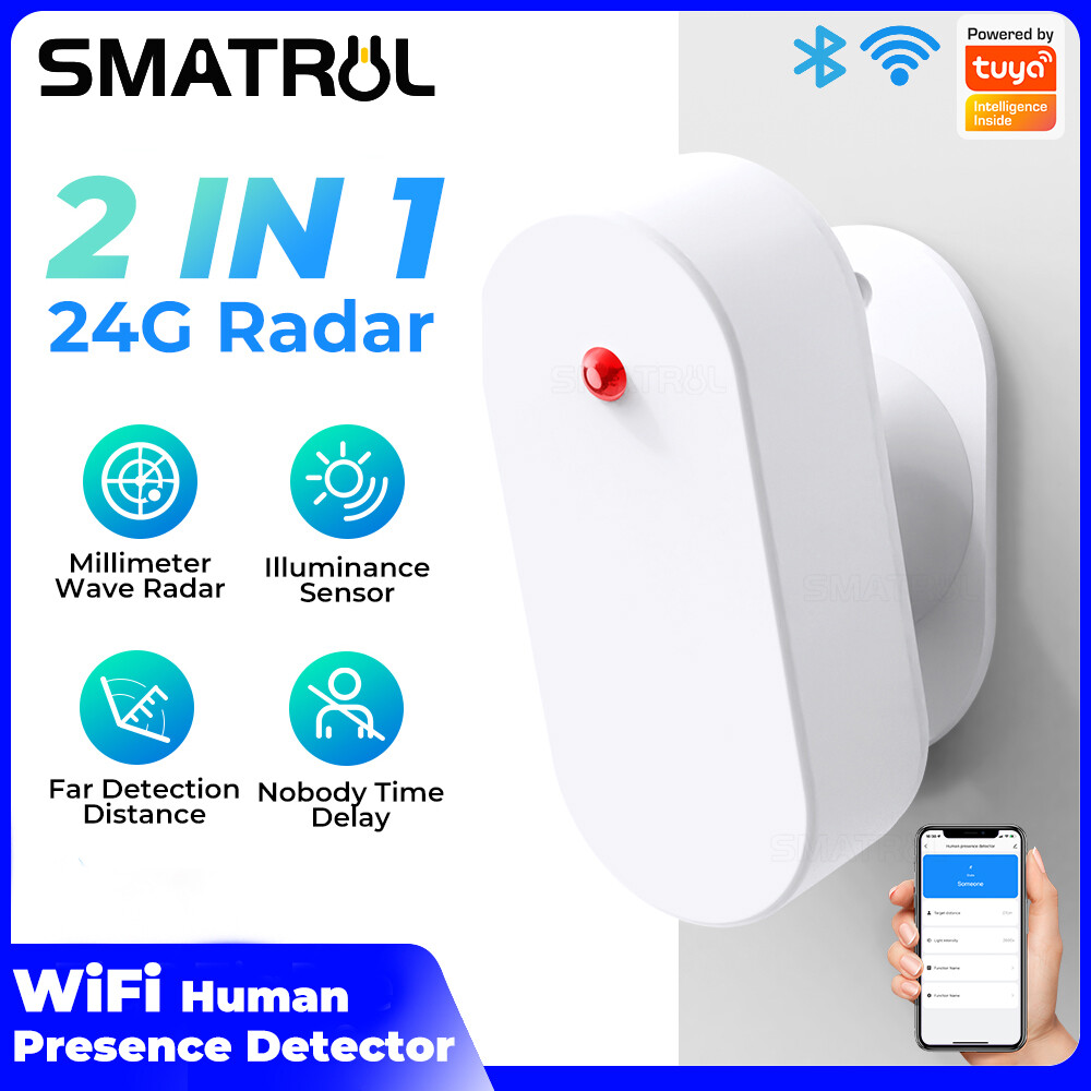 Smatrul Wifi tuya sự hiện diện của con người phát hiện độ sáng phát hiện khoảng cách 24g cảm biến cơ thể người thông minh Máy dò Radar cảm biến chuyển động