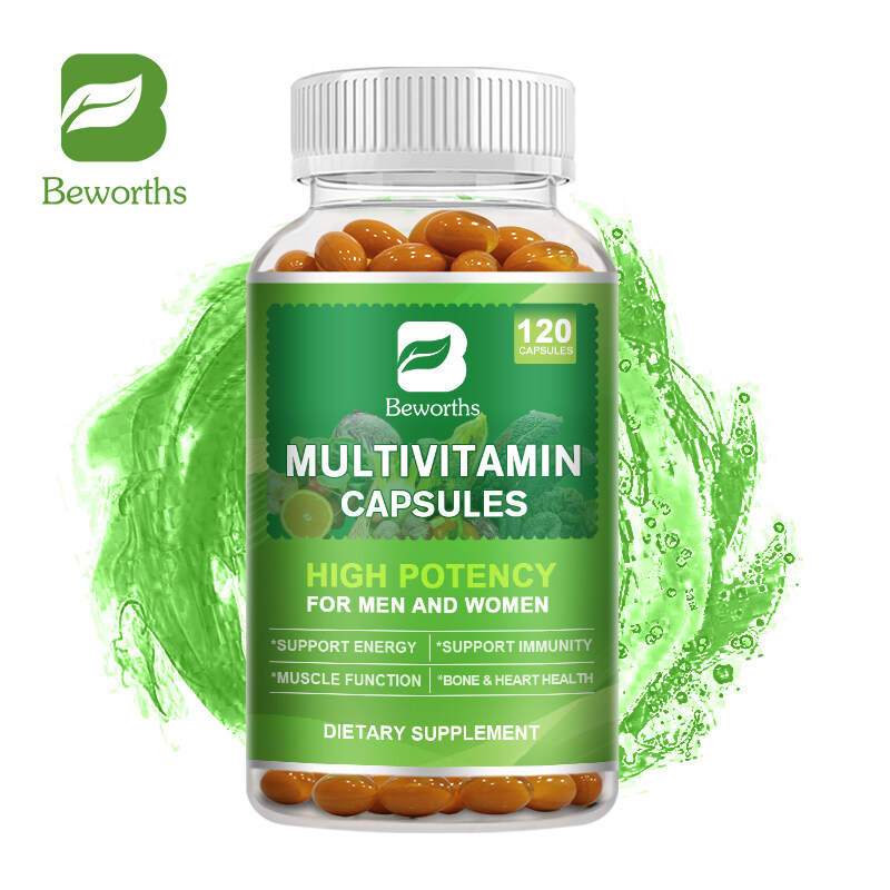 BEWORTHS Viên nang vitamin tổng hợp với Vitamin & khoáng chất cho năng lượng Trí não Tim da Sức khỏe mắt Hỗ trợ miễn dịch cho phụ nữ và nam giới