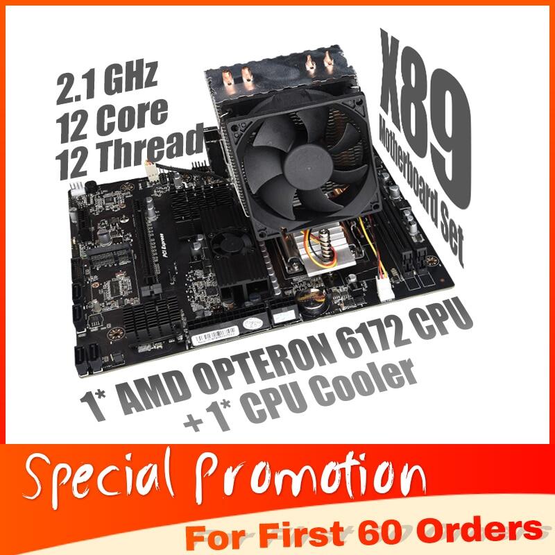 X89 Set Combo For AMD Motherboard G34 Socket with AMD Opteron 6172 CPU+ CPU Fan support DDR3 Memory SATA2 USB 3.0