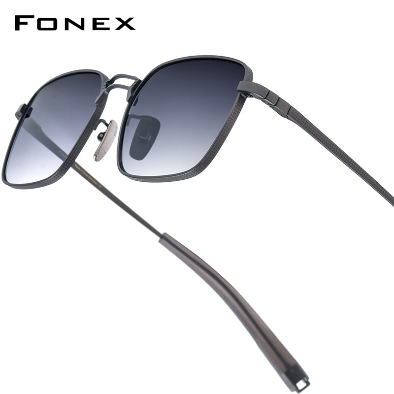FONEX Titanium Sunglasses Men Fashion Brand Design Retro Vintage Square Japanese High-Quality Ultral