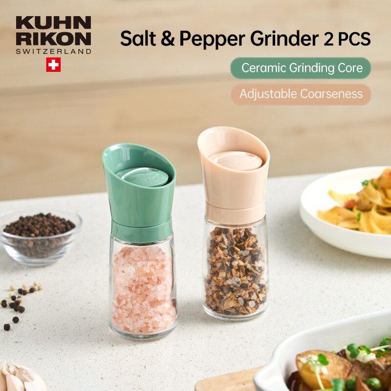KUHN RIKON Manual Spice Salt Pepper Grinder Set 2PCS Adjustable Coarseness Ceramic Grinding Core Glass Body Kitchen Salt Pepper Mill Swiss Design ราคา 728 บาท*ส่งฟรี