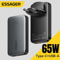 Essager Ultrathin 65W GaN USB A Type C Charger For Laptop Tablet Fast Charging Charger PPS QC4.0 3.0 PD3.0 For iPhone16 15 14-8 Max Pro ipad Macbook Huawei Xiaomi15 Samsung Phone Super Fast Charge Chargers