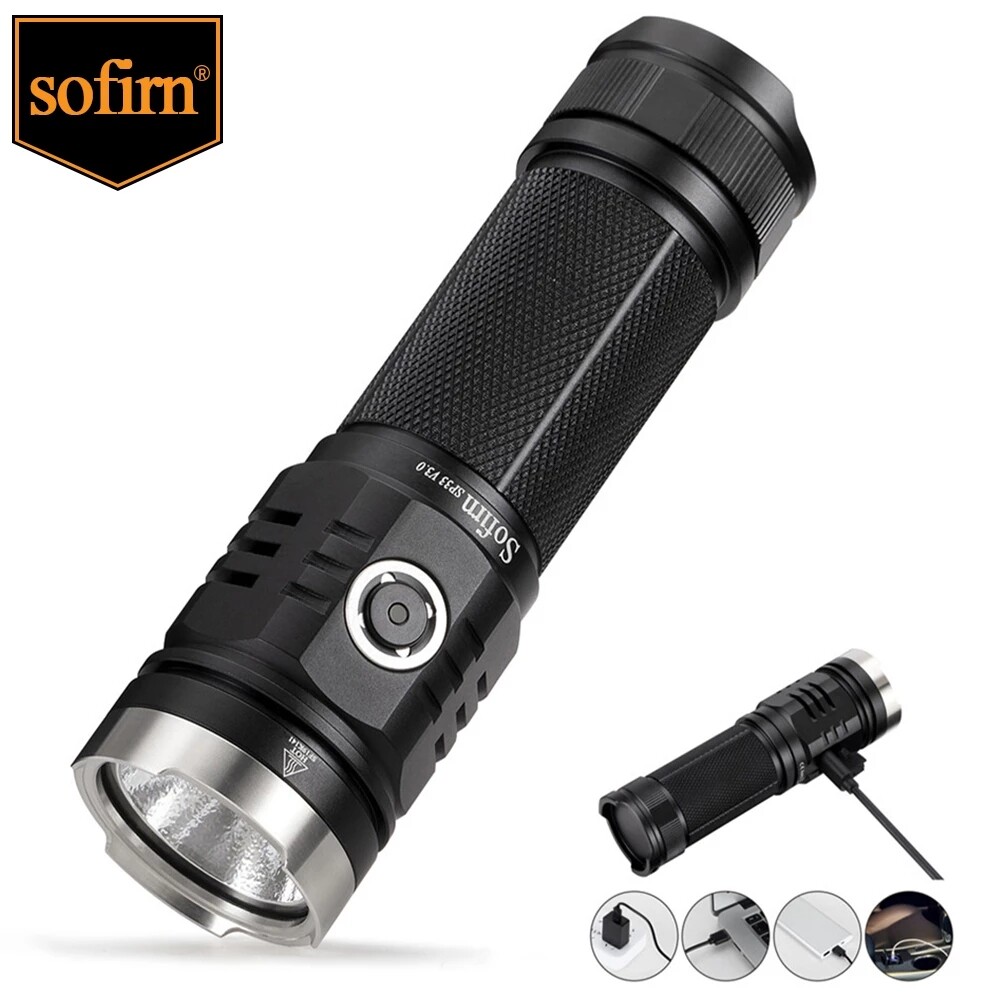 Sofirn Đèn Pin Sạc USB Loại C SP33V3.0 Đèn LED Siêu Sáng 3500lm Cree XHP50.2 Kèm Đèn Báo