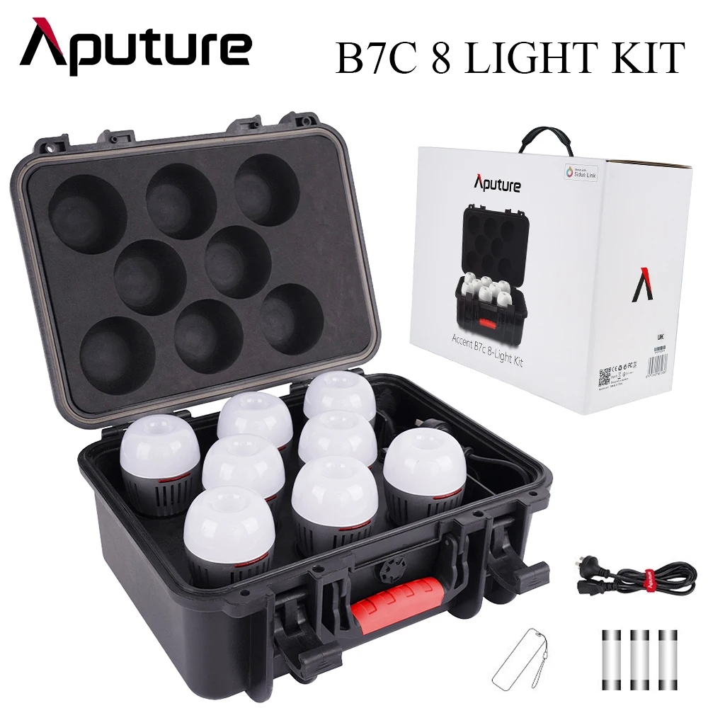 Aputure ACCENT B7C 8 LIGHT KIT 7W RGBWW LED Smart Bulb with Charging Box 2000K-10000K Full-Color Photography Camera Lamp ราคา 28,634 บาท*ส่งฟรี
