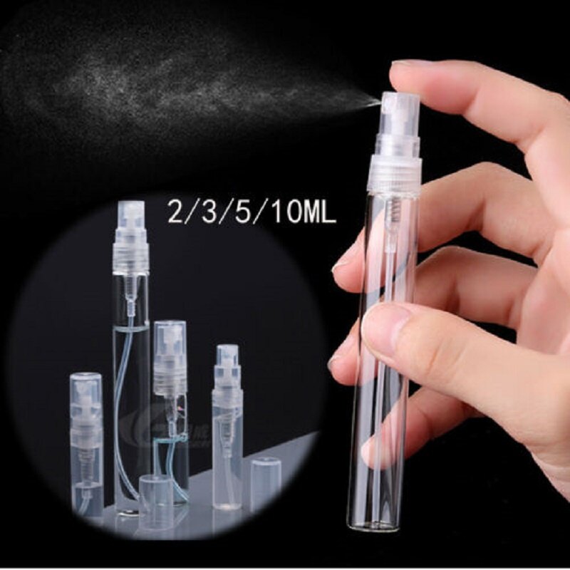 5Pcs Mini Cute Pump Glass Bottle Refillable Perfume Spray Empty