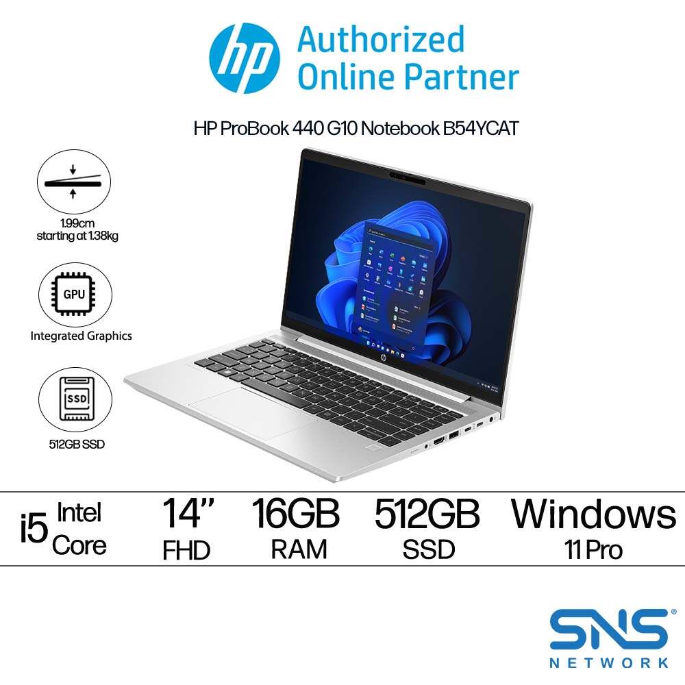 HP ProBook 440 G10 Notebook B54YCAT (Intel® Core™ i5 1334U | 14" FHD | 16GB | 512GB SSD | Integrated Graphics | Windows 11 Pro)