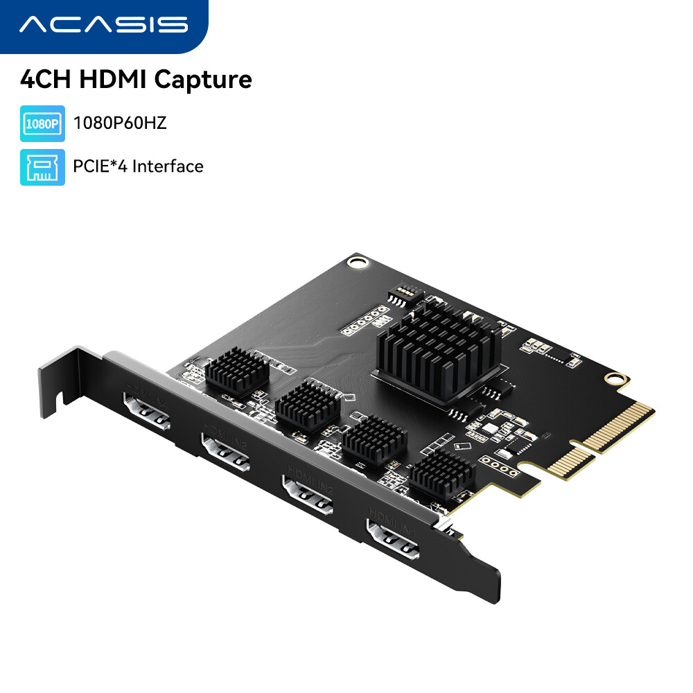 Acasis AC-4HDMI 4-Channel HDMI Capture Card - Single Card 4 Inputs, Expandable to 12 Channels via Multi-Card Sync, 1080P@60FPS for Live Production/Streaming Harga 812 Ringgit*Penghantaran Percuma