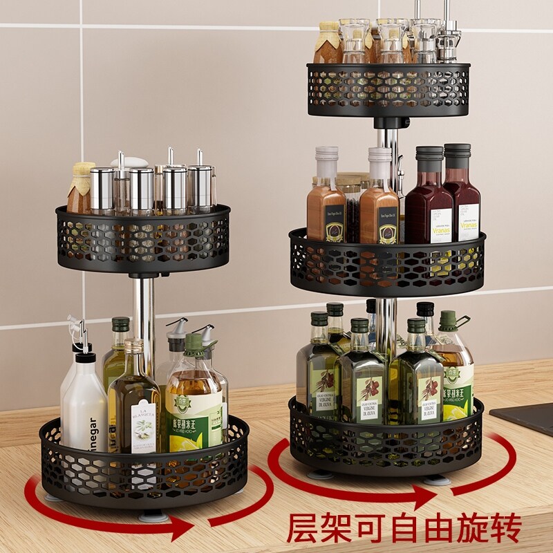 Gambar Rotating spice rack shelf kitchen mesa corner receive spice rack for corner seasoning bottle products
