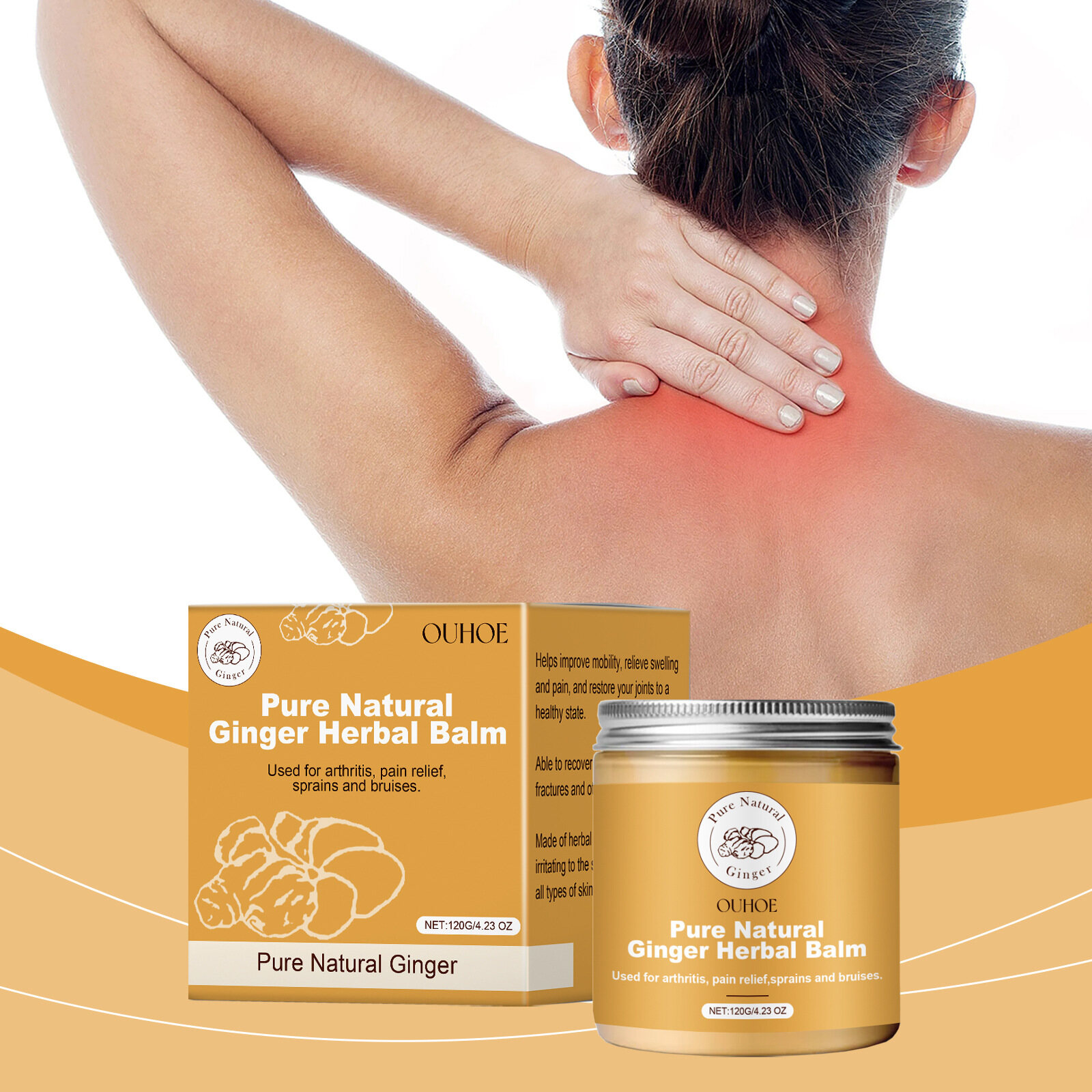 Ouhoe Pure Natural Ginger Balm Arthritis Sprains And Bruises Joints Deep Nourishment Refreshing Non-Greasy Deep Nourishing Soothe Joints Improve Discomfort Health Care 120g ราคา 132 บาท*ส่งฟรี