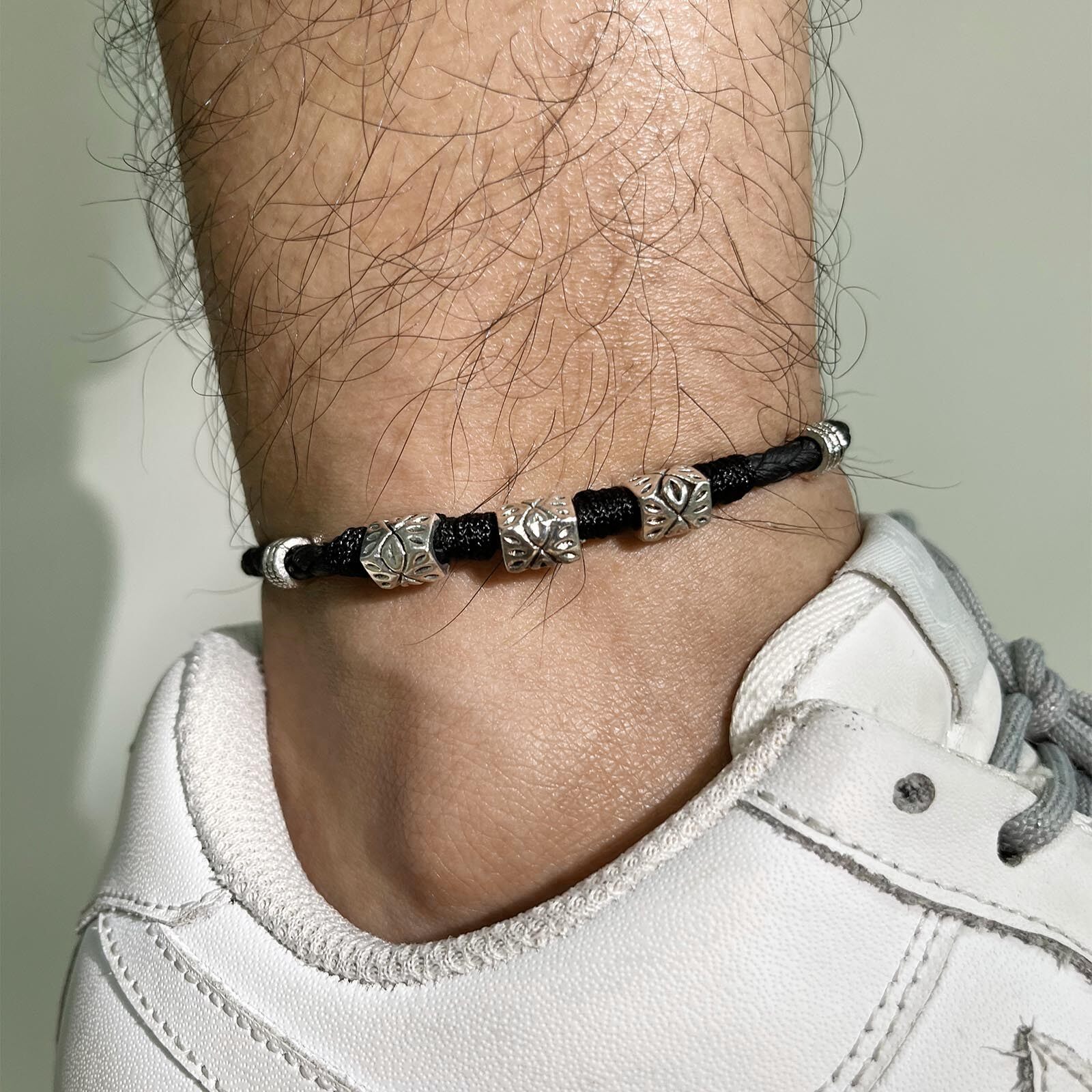 Leather Ankle Bracelet Vnox Ankle Bracelet For Men, Handmade - Main Image