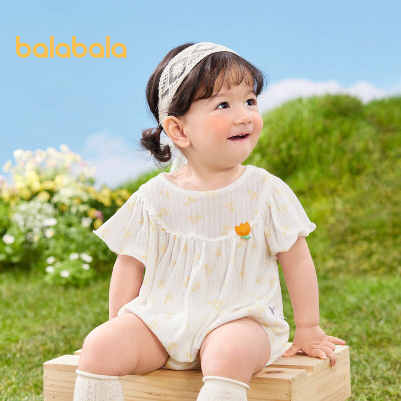 Balabala Baby Clothes Newborn Babies Wrap Clothes Female Baby Crawling Crawling Clothes 2023 New Summer Dress Sweet Foreign Style ราคา 331 บาท*ส่งฟรี