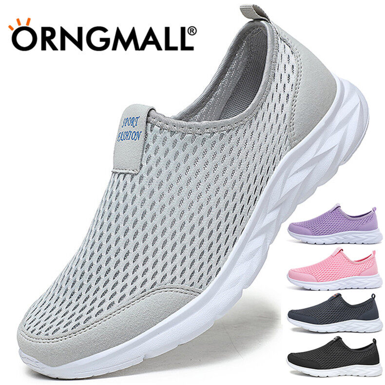 ORNGMALL Mesh Shoes for Women High Quality Sneakers Slip-On Loafers Breathable Fashion Gym Casual Light Walking Suitable for Daily Life and Sports Women Sneakers 35-42 ราคา 439 บาท*ส่งฟรี