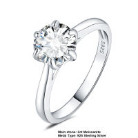 JewelryPalace Moissanite D Color 0.5ct 1ct 1.5ct 2ct Round Cut S925 Sterling Silver Solitaire Wedding Engagement Ring for Women