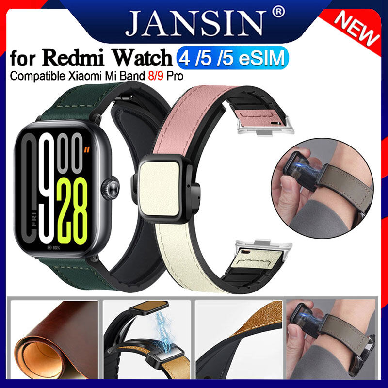 สาย Redmi Watch 5 /5eSIM /Watch 4 สายนาฬิกาข้อมือหนัง หัวเข็มขัดแม่เหล็ก สําหรับ Xiaomi Mi Band 9 Pro/8 Pro ราคา 410 บาท*ส่งฟรี