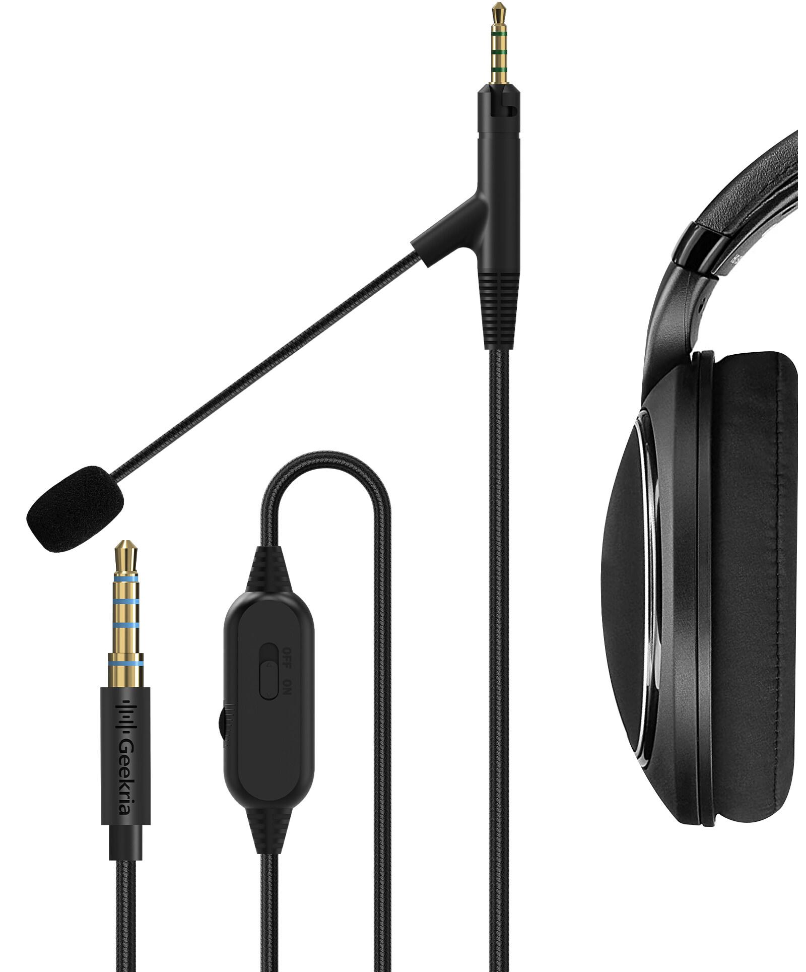 Aux Audio Cable for Sennheiser HD 598SR Over-Ear Headphones Jack Plug Lead 0.5m 