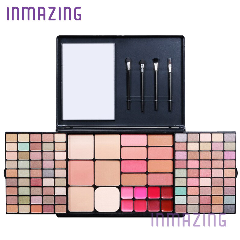 Gambar Inmazing Signature Makeup Artist 112 Colors Palette Eyeshadow Face Blusher Lip Gloss with Mirror Brush Eye Shadow Cosmetic Set Favorite Gift Make Up Full Set