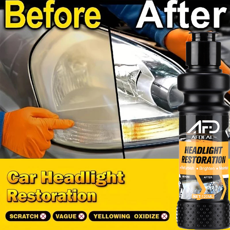 Car Headlight Restoration Polishing Liquid Headlamp Scratch Remover Repair Cleaning Agent Remove Oxidation 120ml