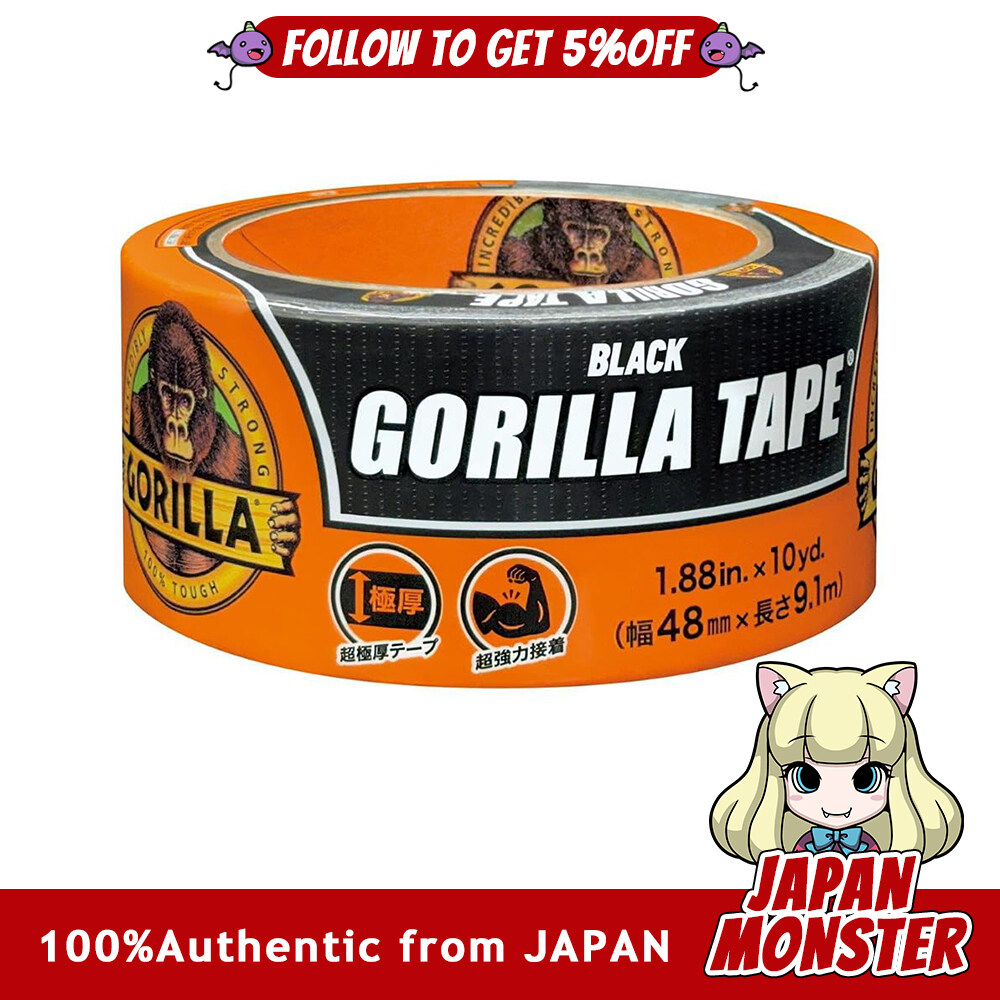 Gorilla Tape Black Super Strong Multi-Adhesive Thick Duct Tape 48mm Wide Japan