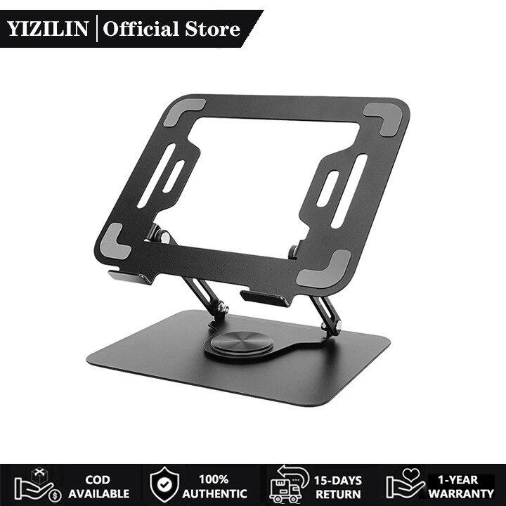 Giá đỡ Laptop Yizilin Bàn máy tính bảng xoay 360° Bàn làm việc máy tính xách tay Đứng Di Động Có Thể Điều Chỉnh Gấp đế đỡ máy tính xách tay để bàn tản nhiệt Carbon Thép Không Trơn Trượt Cho 10-18 Inch Máy Tính Bảng giá đỡ xô