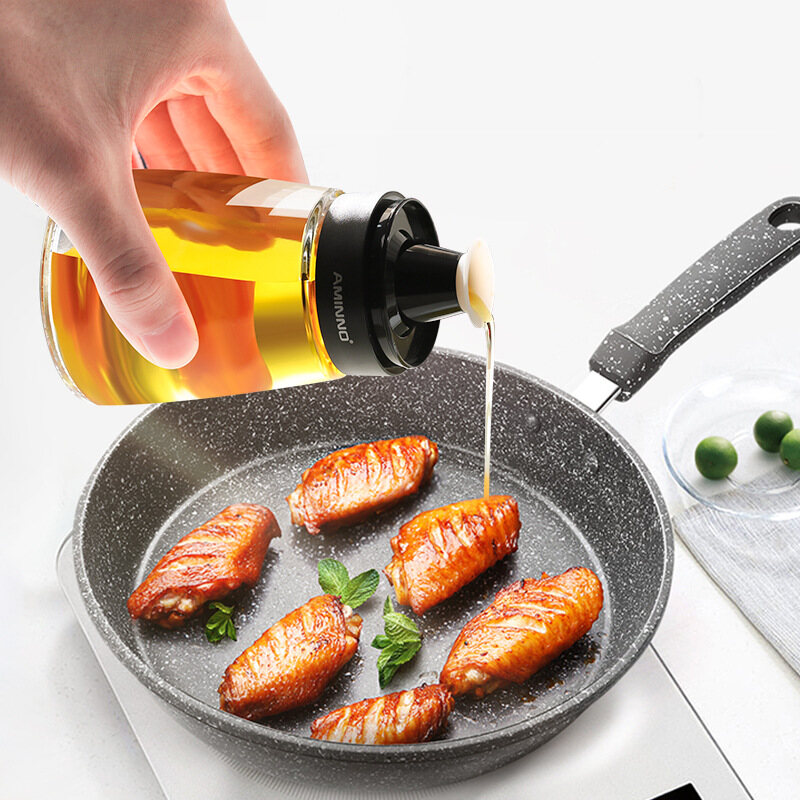 Gambar Automatic Opening And Closing Oil Pot Wholesale High Borosilicate Glass Oil Bottle Vinegar Pot Kitchen Seasoning Bottle