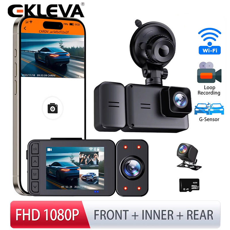 Ekleva dvr cho xe hơi dash cam wifi hd1080p góc rộng g-sensor bảng điều khiển camera màn hình đỗ xe video vòng lặp ghi nhìn trong đêm hộp đen