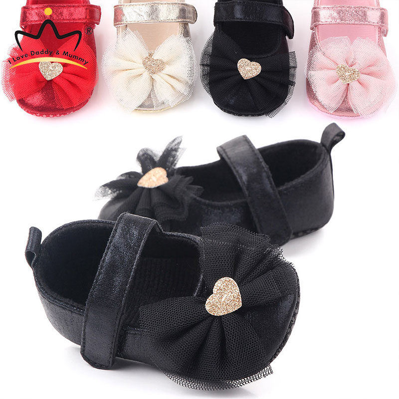 Lace Bow Baby Princess PU Leather Shoes Infant Girl Non