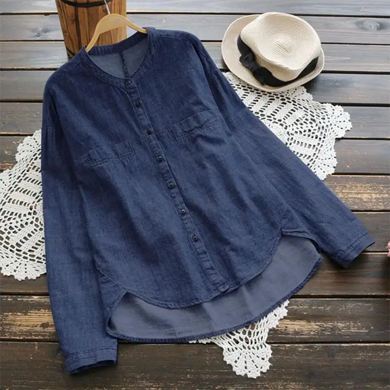 black denim shirt womens plus size