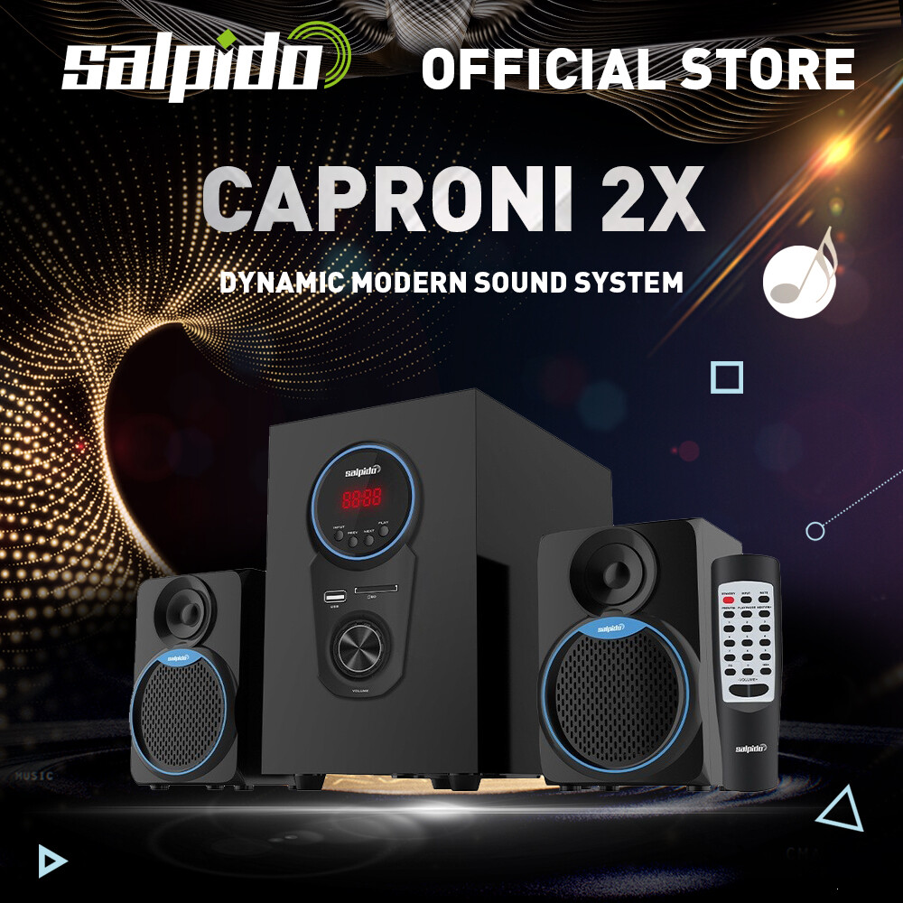 Salpido Caproni 2X Dynamic Modern Sound System 2.1 Channel Multimedia Speaker With Bluetooh / FM Radio / USB Slot / SD Slot & Remote Control