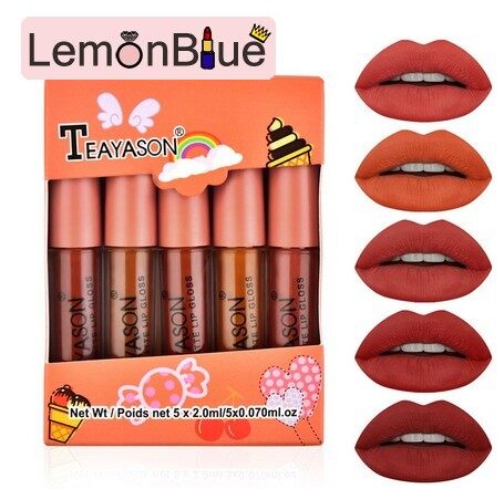 Gambar LemonBlue 5 pieces set of long lasting waterproof lipstick sexy vampire lipstick matte velvet lipstick lip makeup cosmetics lip lip gloss