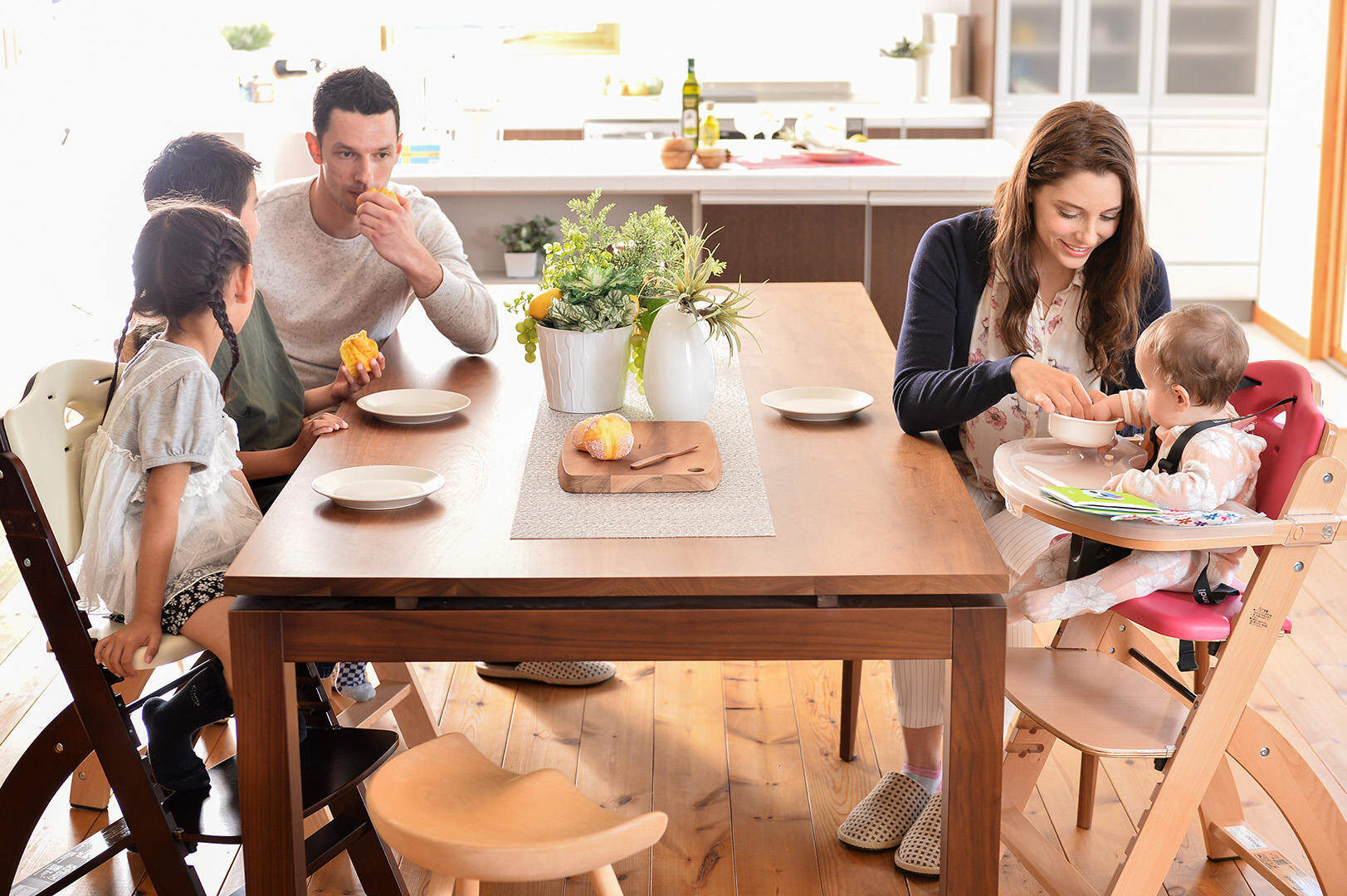 abiie beyond wooden high chair with tray