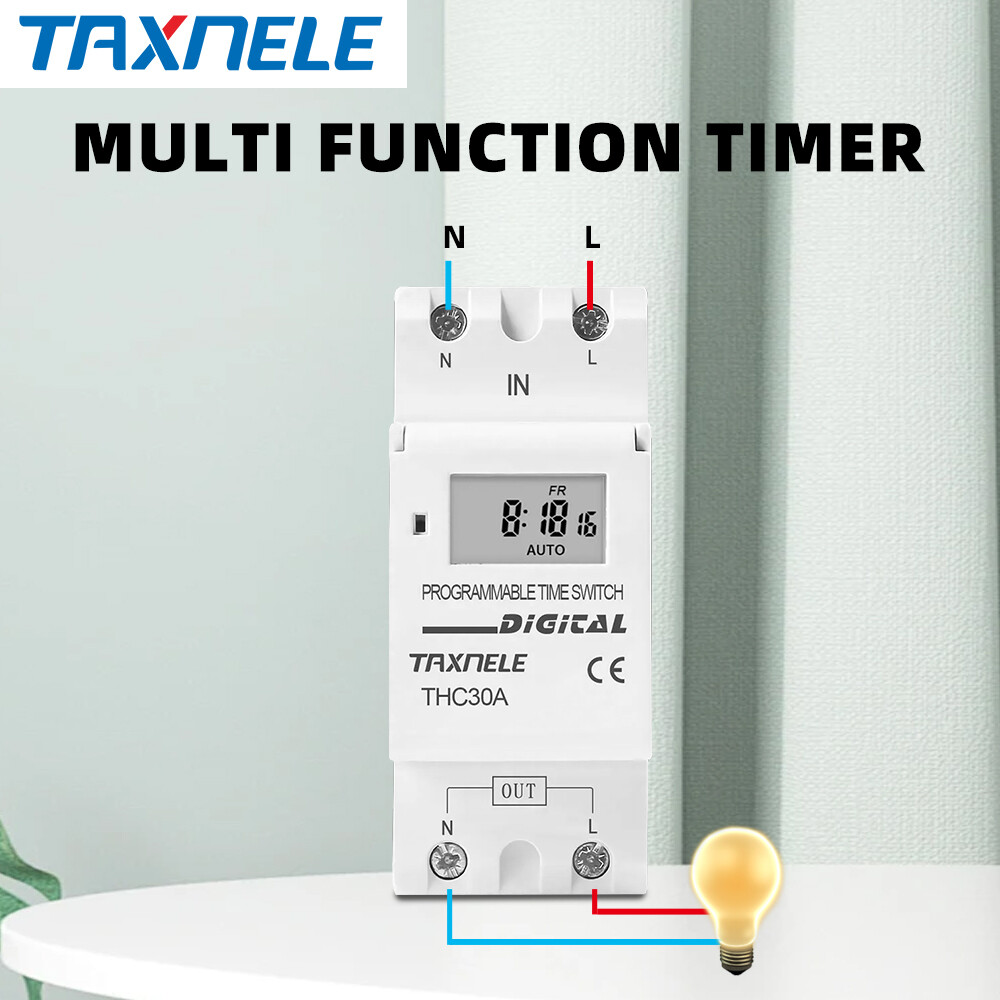 Công tắc thời gian kỹ thuật số có thể lập trình 2 dây, hàng tuần, 220v/230v, 12v/24v/48v/16a
