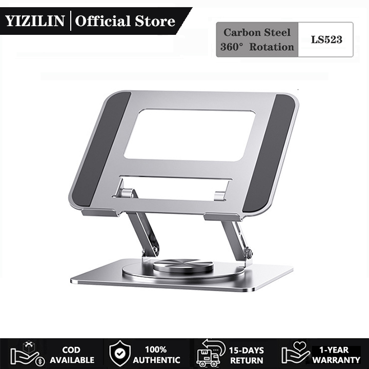 Giá đỡ Laptop MC Bàn máy tính bảng LS523 có thể thu vào xoay 360° Giá đỡ máy tính xách tay có thể điều chỉnh gập đế đỡ máy tính bảng để bàn tản nhiệt thép carbon chống trượt cho giá đỡ xô máy tính bảng 10-15.6 inch