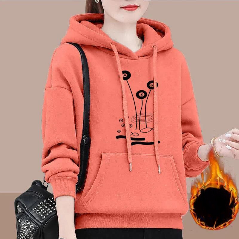  Áo Hoodie Lông Cừu Dài Tay Cho Nữ Áo Nỉ Có Mũ Thường Ngày Dáng Rộng Hàn Quốc Mới 2022 Áo Thời Trang Cho Nữ 
