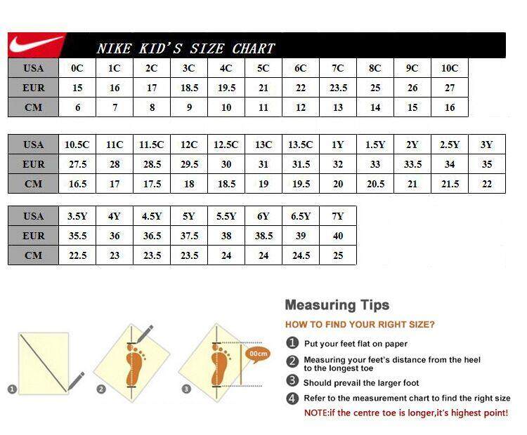 Nike Cortez Size Chart