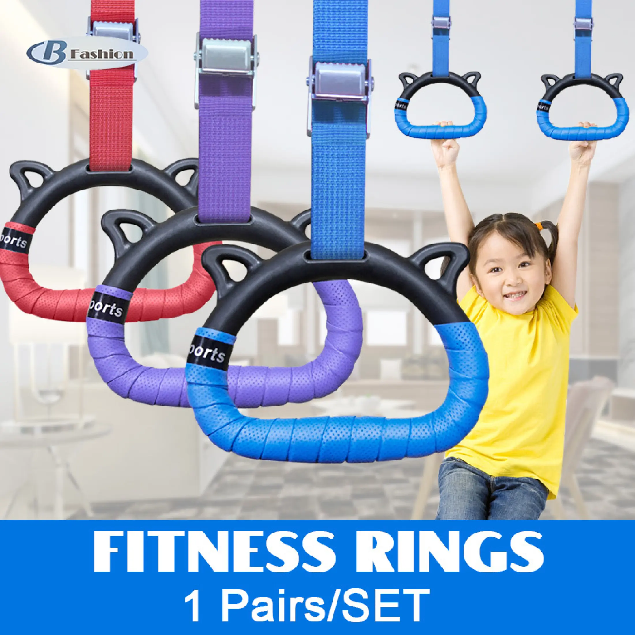 B F Pull Up Cincin 1 Pasang Peralatan Latihan Kekuatan Fitness Senam Untuk Rumah Lazada Indonesia