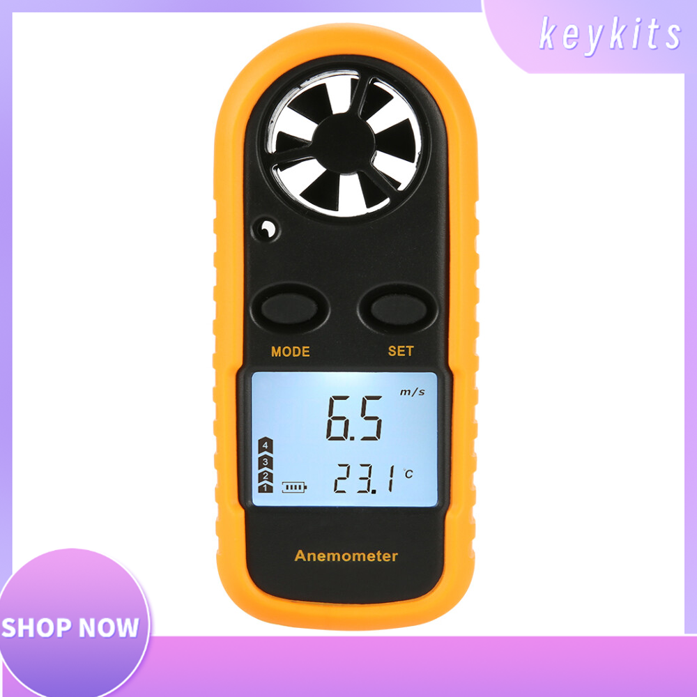Mini LCD Digital Anemometer Wind Speed Air Velocity Temperature Measuring with Backlight